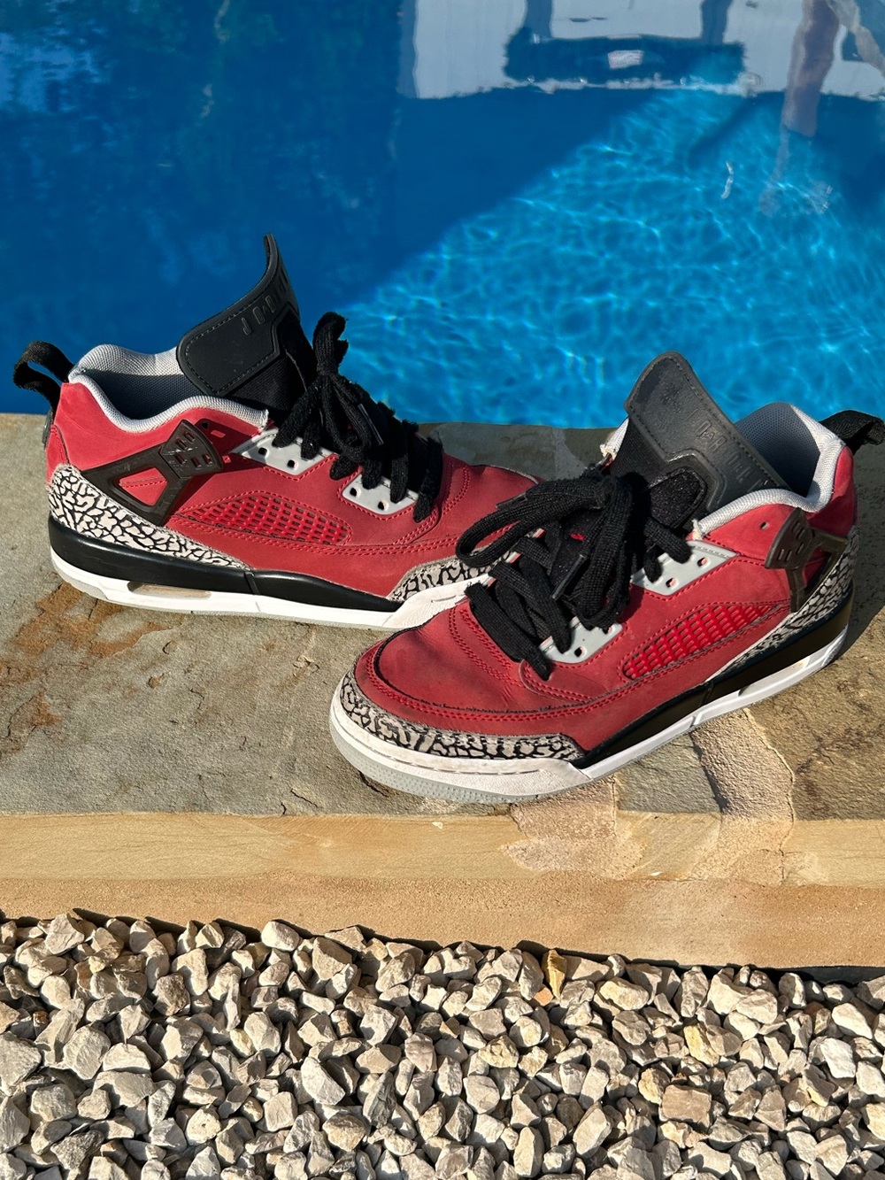 Kids Red and Black Retro Basketball Sneakers